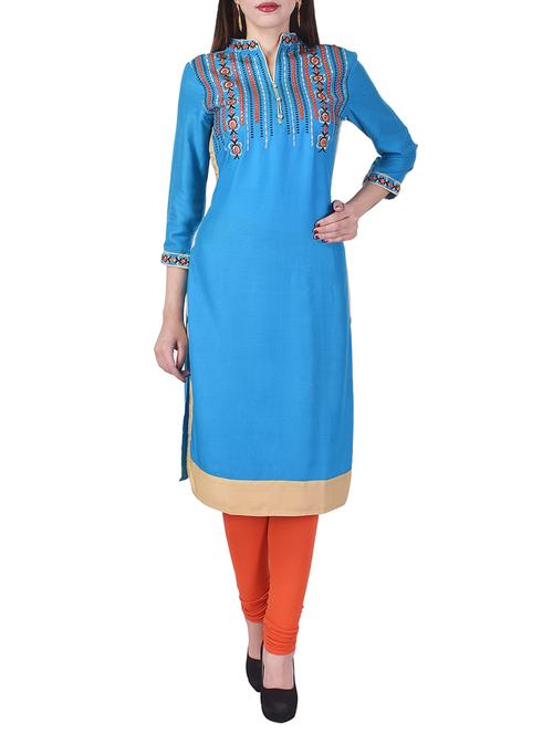 embroidered straight kurta - 15658427 - Very Small Image - 1