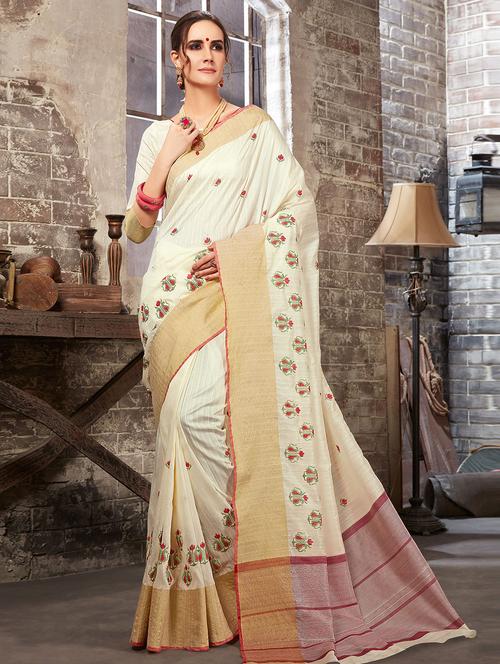 ditsy floral embroidered saree with blouse - 15659136 - Very Small Image - 1