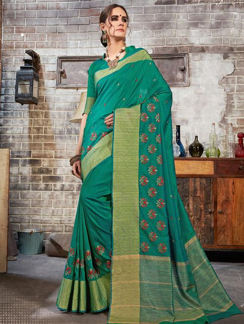 ditsy floral embroidered saree with blouse - 15659137 - Very Small Image - 1