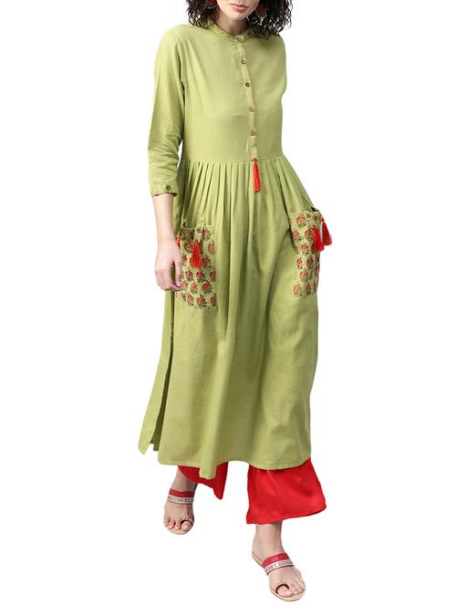 flared printed kurta with pocket - 15659356 - Very Small Image - 1