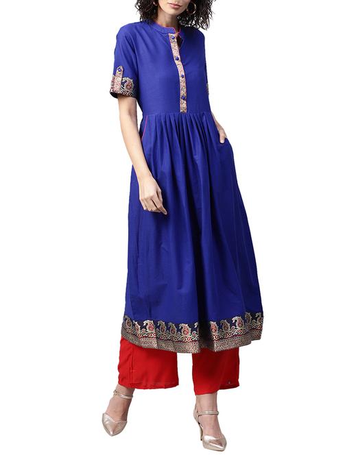 flared placket patch kurta with pocket - 15659365 - Very Small Image - 1