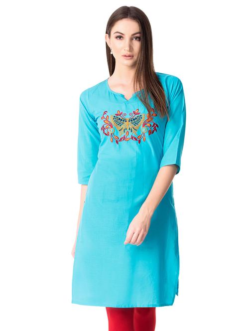 embroidered straight kurta - 15660051 - Very Small Image - 1