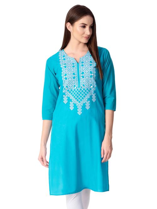 embroidered straight kurta - 15660052 - Very Small Image - 1