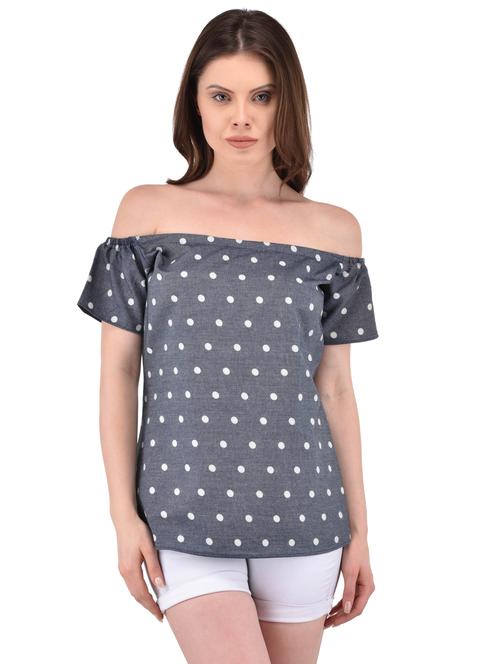 off shoulder polka dotted top - 15660626 - Very Small Image - 1