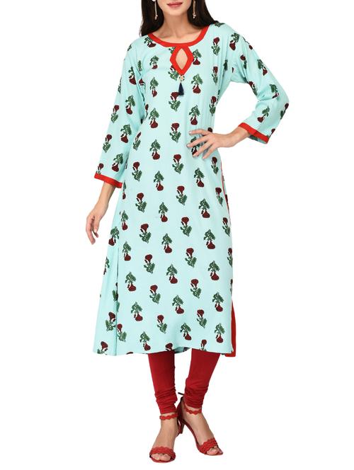 key hole a-line kurta with tassels - 15660859 - Very Small Image - 1