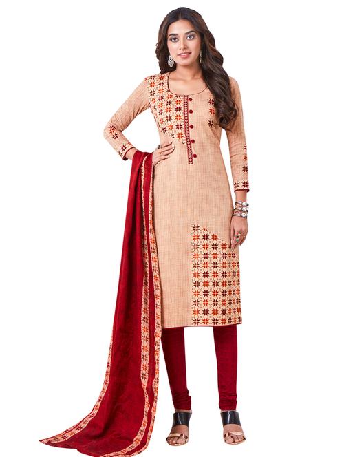 printed unstitched churidaar suit - 15668926 - Very Small Image - 1