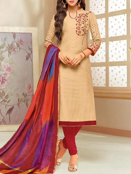 embroidered unstitched churidaar suit - 15669434 - Very Small Image - 1