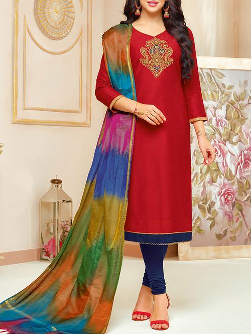 embroidered unstitched churidaar suit - 15669436 - Very Small Image - 1