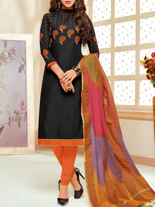 embroidered unstitched churidaar suit - 15669437 - Very Small Image - 1