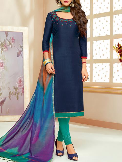 embroidered unstitched churidaar suit - 15669439 - Very Small Image - 1