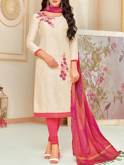 embroidered unstitched churidaar suit - 15669440 - Very Small Image - 1