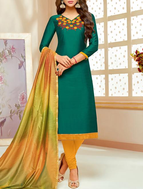 embroidered unstitched churidaar suit - 15669441 - Very Small Image - 1