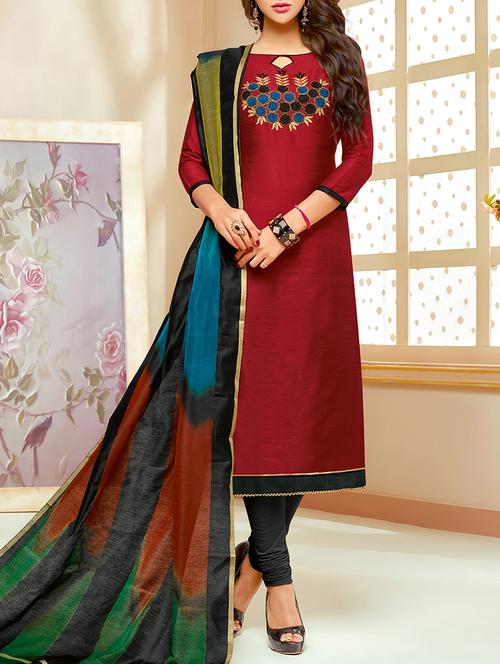 embroidered unstitched churidaar suit - 15669445 - Very Small Image - 1