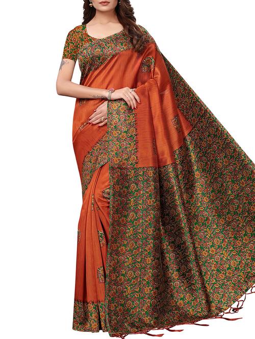 floral border saree with blouse - 15669490 - Very Small Image - 1