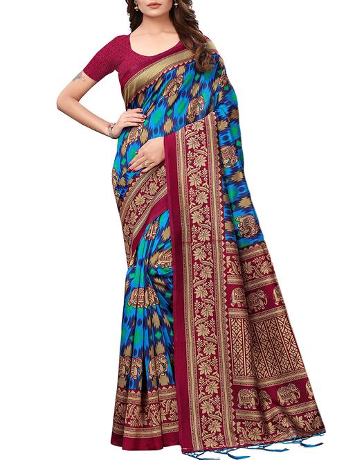 conversational printed saree with blouse - 15669497 - Very Small Image - 1