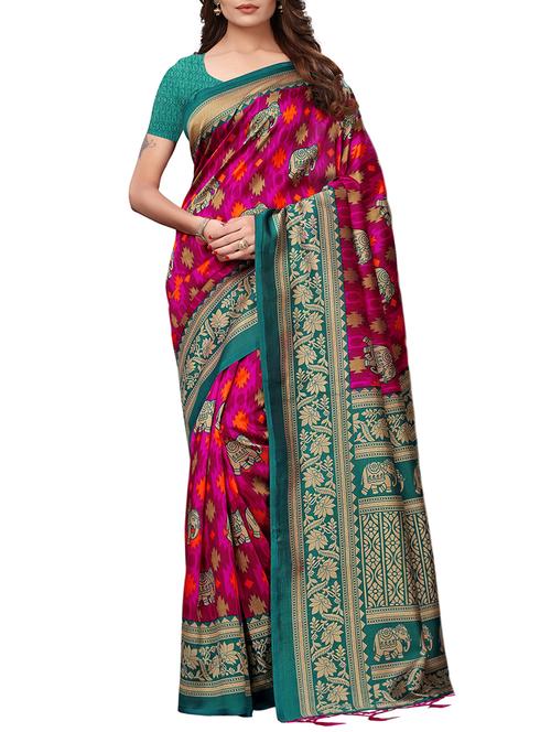 conversational printed saree with blouse - 15669498 - Very Small Image - 1