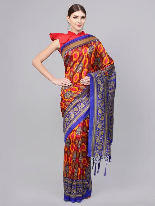 conversational printed saree with blouse - 15669500 - Very Small Image - 1