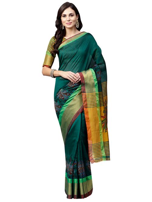 zari border printed saree with blouse - 15669520 - Very Small Image - 1
