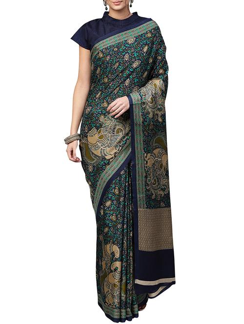 kalamkari printed saree with blouse - 15669524 - Very Small Image - 1