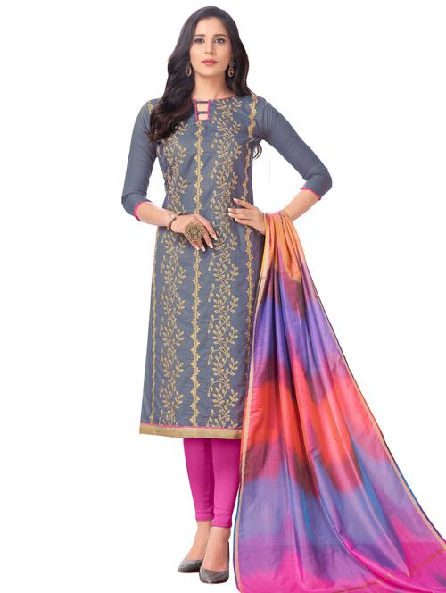 embroidered unstitched churidaar suit - 15669554 - Very Small Image - 1