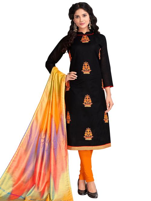 embroidered unstitched churidaar suit - 15669562 - Very Small Image - 1