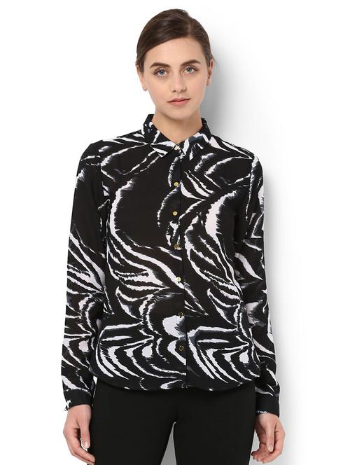 back pleat abstract print shirt - 15669710 - Very Small Image - 1