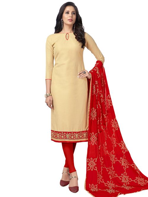 embroidered unstitched churidaar suit - 15669734 - Very Small Image - 1