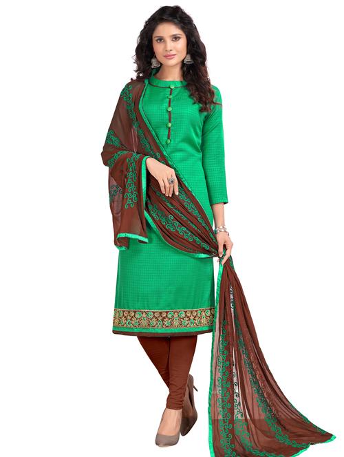 embroidered unstitched churidaar suit - 15669736 - Very Small Image - 1