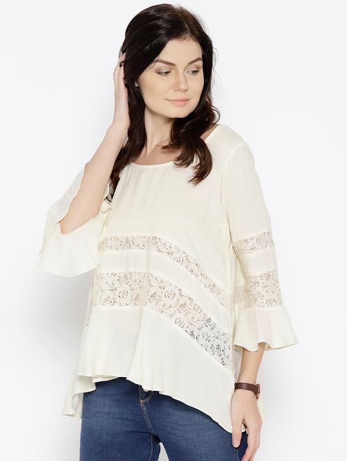 flared lace insert top - 15669767 - Very Small Image - 1