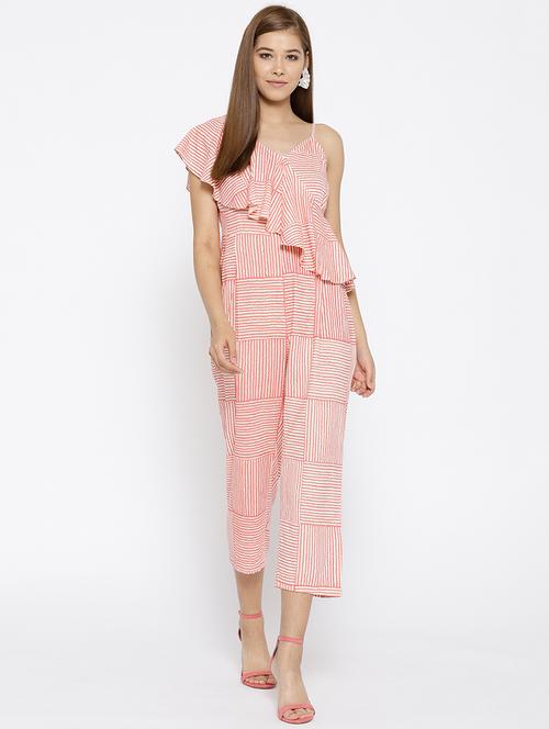 diagonal frill cropped jumsuit with stripes - 15669824 - Very Small Image - 1