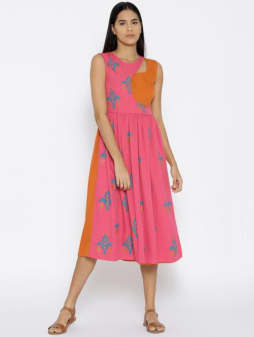 printed overlap neck dress - 15670195 - Very Small Image - 1