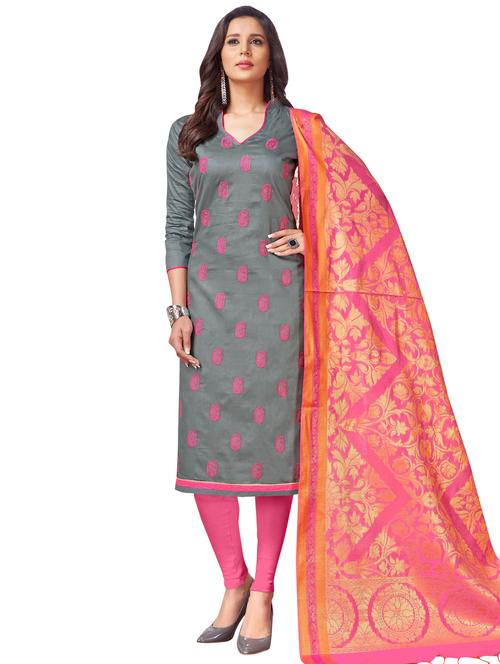 embroidered unstitched churidaar suit - 15670487 - Very Small Image - 1