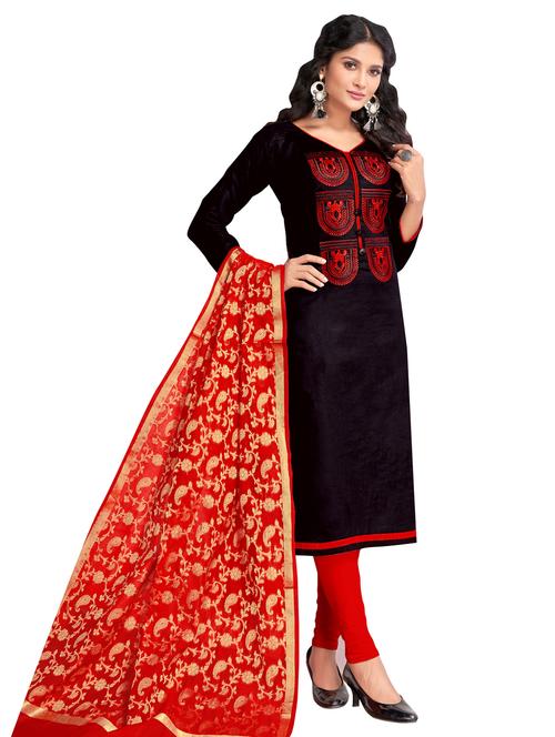 embroidered unstitched churidaar suit - 15670491 - Very Small Image - 1