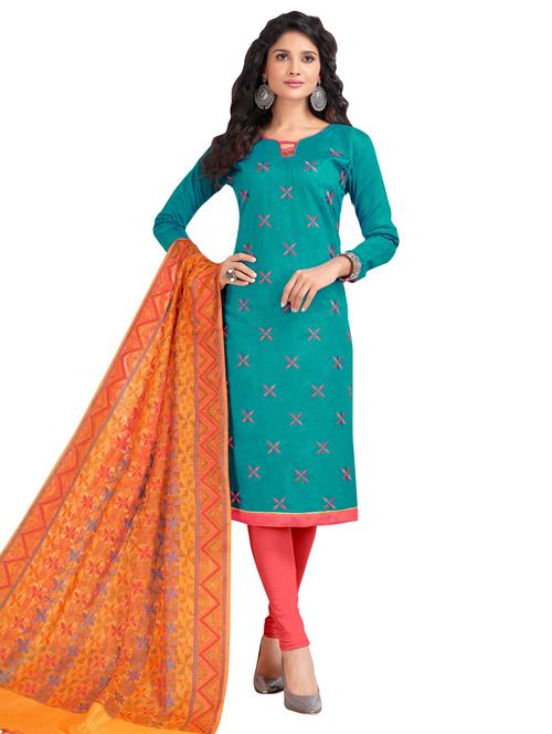 embroidered unstitched churidaar suit - 15670493 - Very Small Image - 1