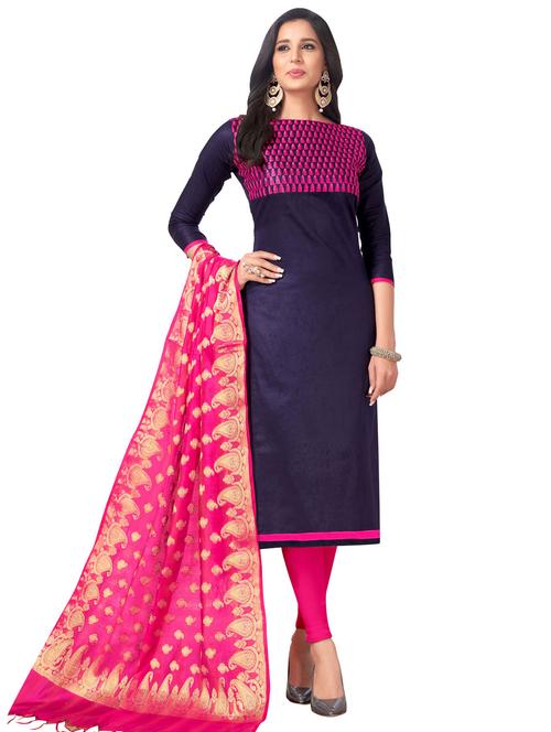 embroidered unstitched churidaar suit - 15670495 - Very Small Image - 1