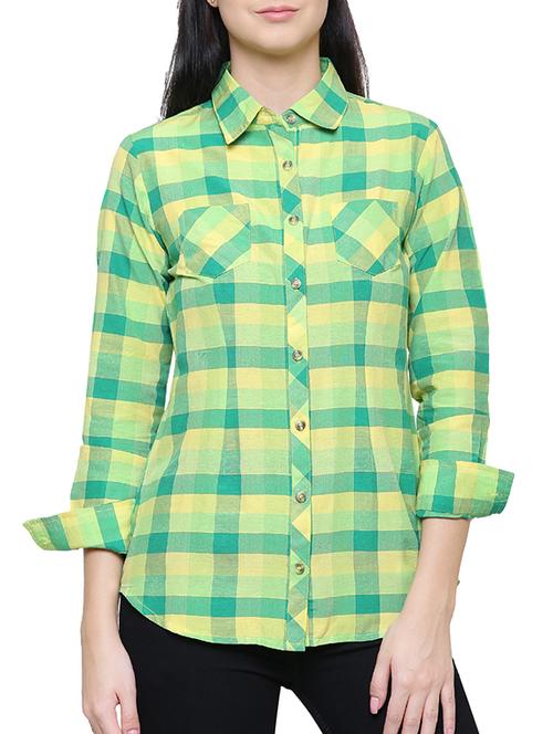 checkered mandarin neck top - 15671408 - Very Small Image - 1