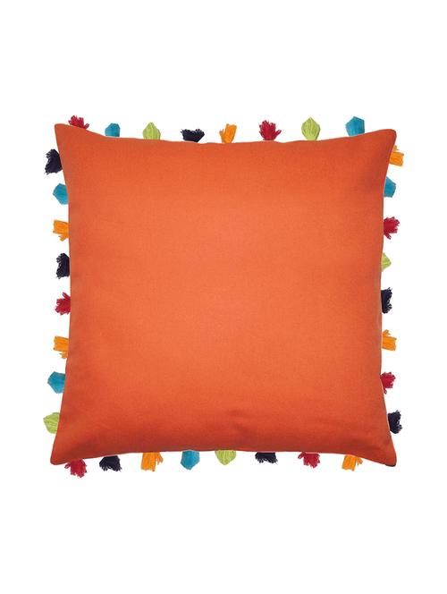 lushomes red wood cushion cover with colorful tassels (single pc, 24 x 24) - 15671708 - Very Small Image - 1
