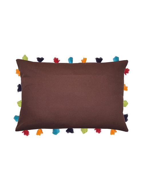 lushomes french roast cushion cover with colorful tassels (single pc, 14 x 20) - 15671719 - Very Small Image - 1