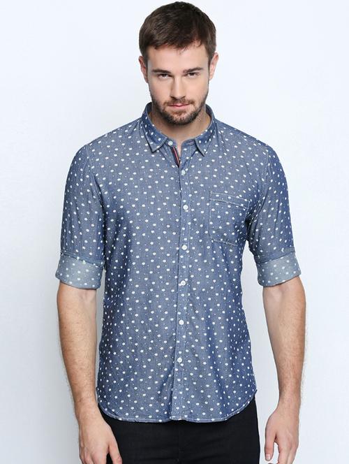 blue cotton casual shirt - 15672345 - Very Small Image - 1