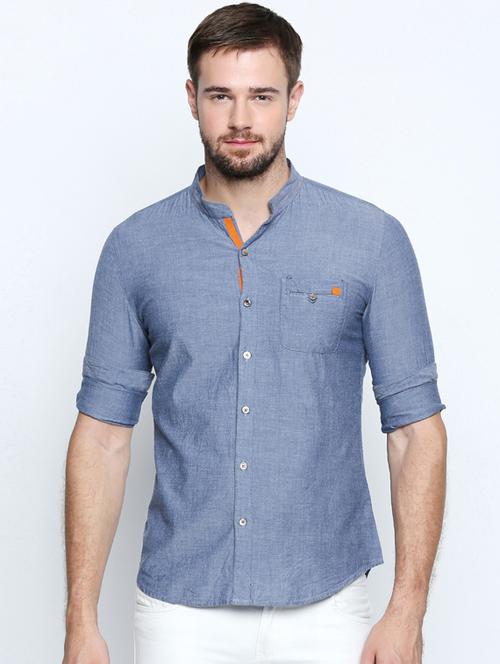 blue cotton casual shirt - 15672347 - Very Small Image - 1