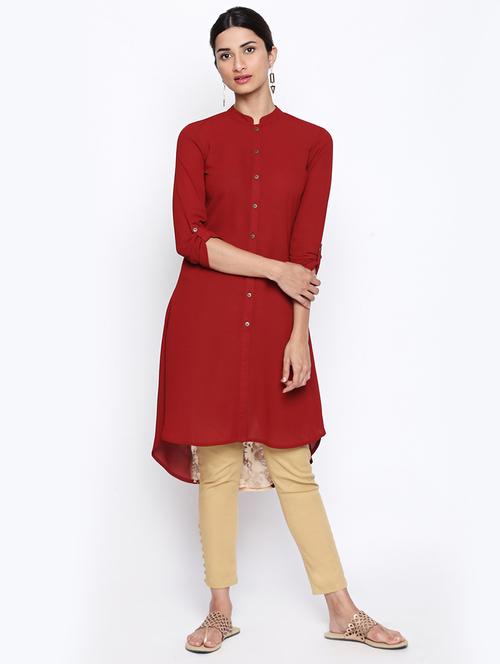 high low solid kurta - 15672775 - Very Small Image - 1