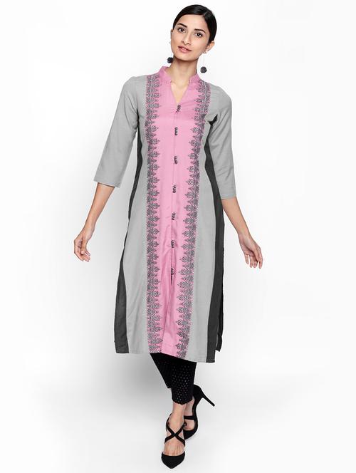 straight printed kurta - 15673035 - Very Small Image - 1