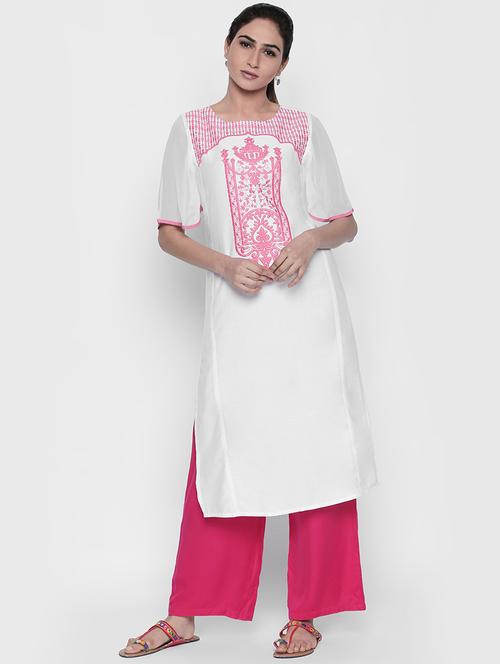 straight embroidered kurta - 15673075 - Very Small Image - 1