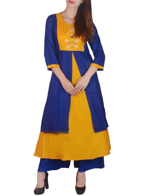 layered embroidered kurta - 15673092 - Very Small Image - 1