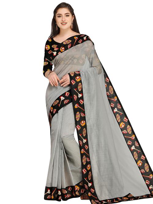 conversational border chanderi saree with blouse - 15673907 - Very Small Image - 1