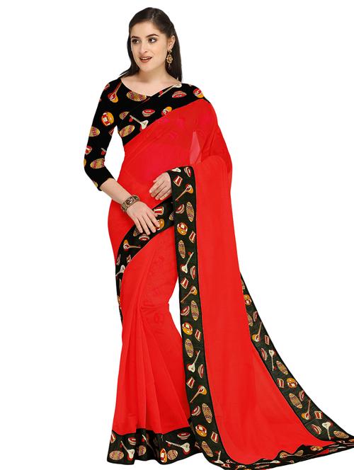 conversational border chanderi saree with blouse - 15673913 - Very Small Image - 1