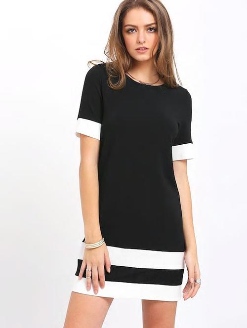 contrast striped shift dress - 15674177 - Very Small Image - 1