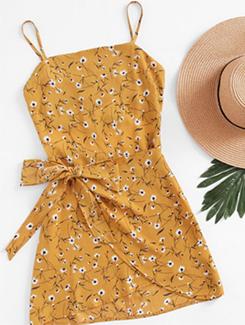 bow tie detail floral a-line dress - 15674215 - Very Small Image - 1
