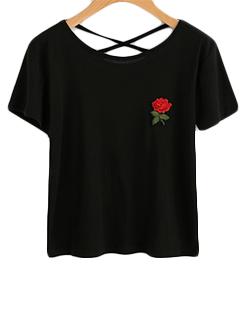 criss cross back floral patch top - 15674246 - Very Small Image - 1