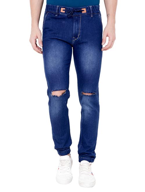 dark blue washed denim jogger - 15674280 - Very Small Image - 1